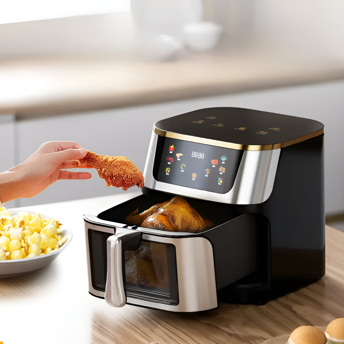 Air fryer 12L 2800W, large household air fryer, smart touch operation